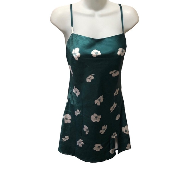 Princess Polly Ultra Mini Dress Floral Print Size 2 Green White Fall Collars - Picture 6 of 8